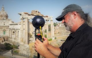Setting up a 360 Video shot at the Roman Forum, Rome, Italy