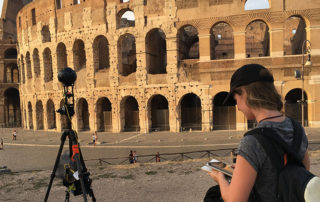 Ginna Lambert setting up a shot of the Colosseum in Rome, Italy