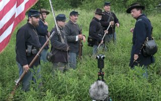 A group of Union soldiers preparing for Battle at Cold Spring - 360 Video Production