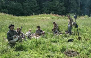 A group of Confederate soliders relaxing at Cool Spring - 360 Video Production